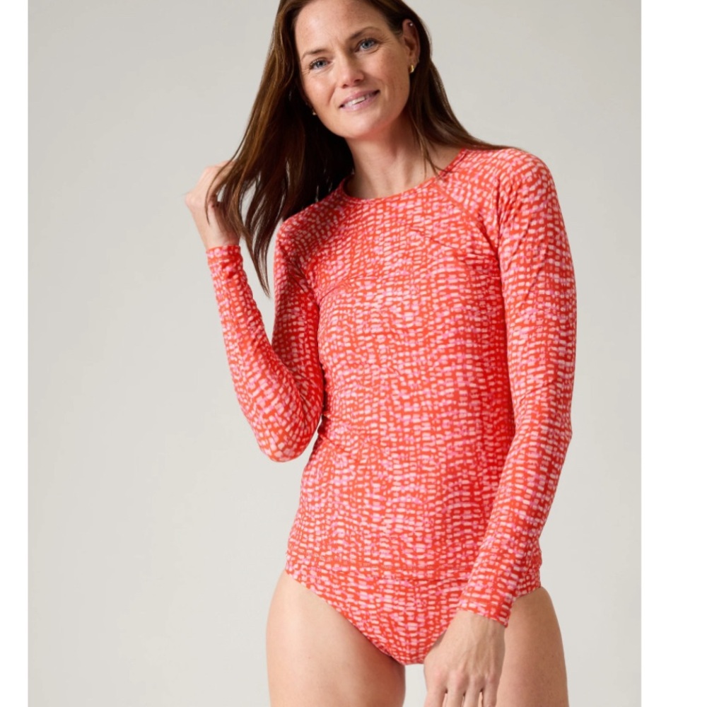 Athleta rash guard (L) and high waist swim (M)
